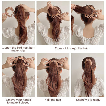 Bird Nest Magic Hair Clip, Hair Accessories for Women,Hair Ties Bun Maker Scrunchies for Thick Thin Hair,Hair Clips for Women,Ponytail Holders