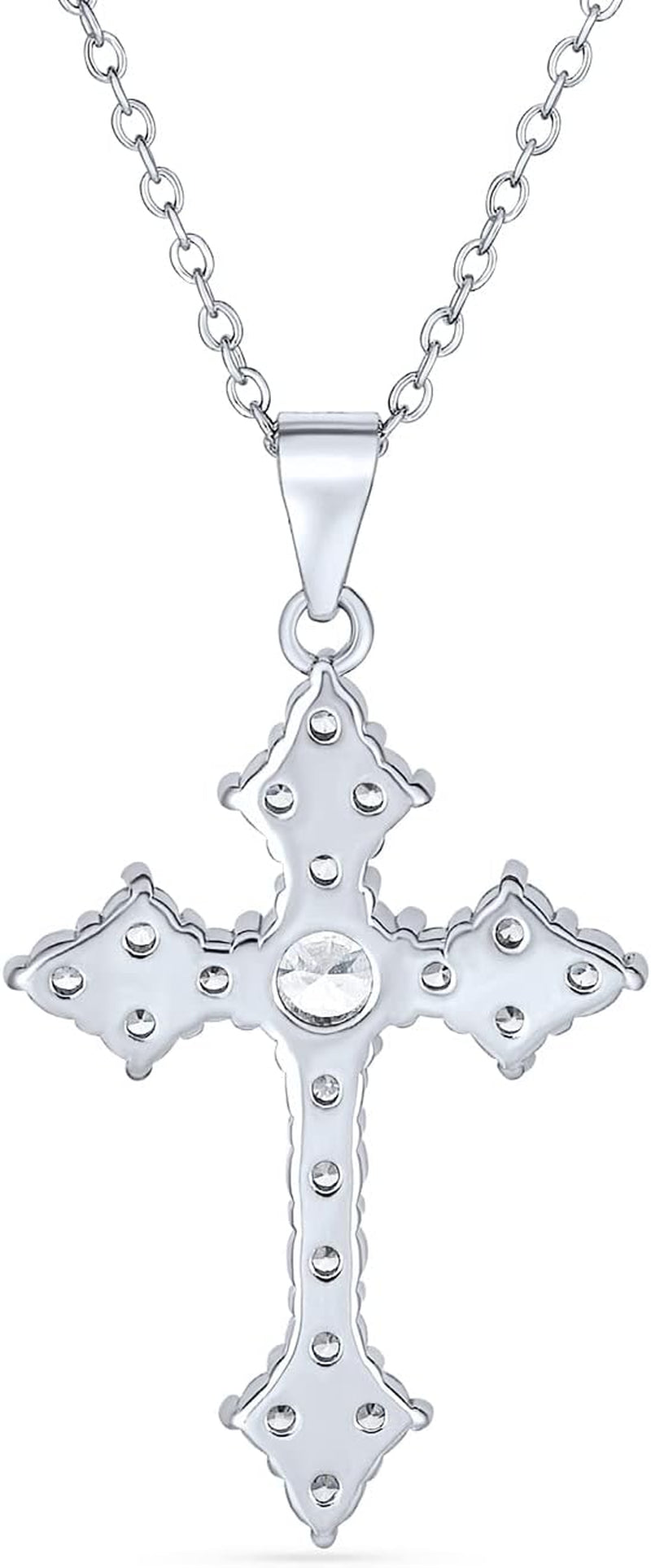 Elegant Bridal Cubic Zirconia Vintage Antique Style Migrain AAA CZ Christian Religious Cross Pendant Necklace for Women Teens .925 Sterling Silver - WORLD TIME VISITS