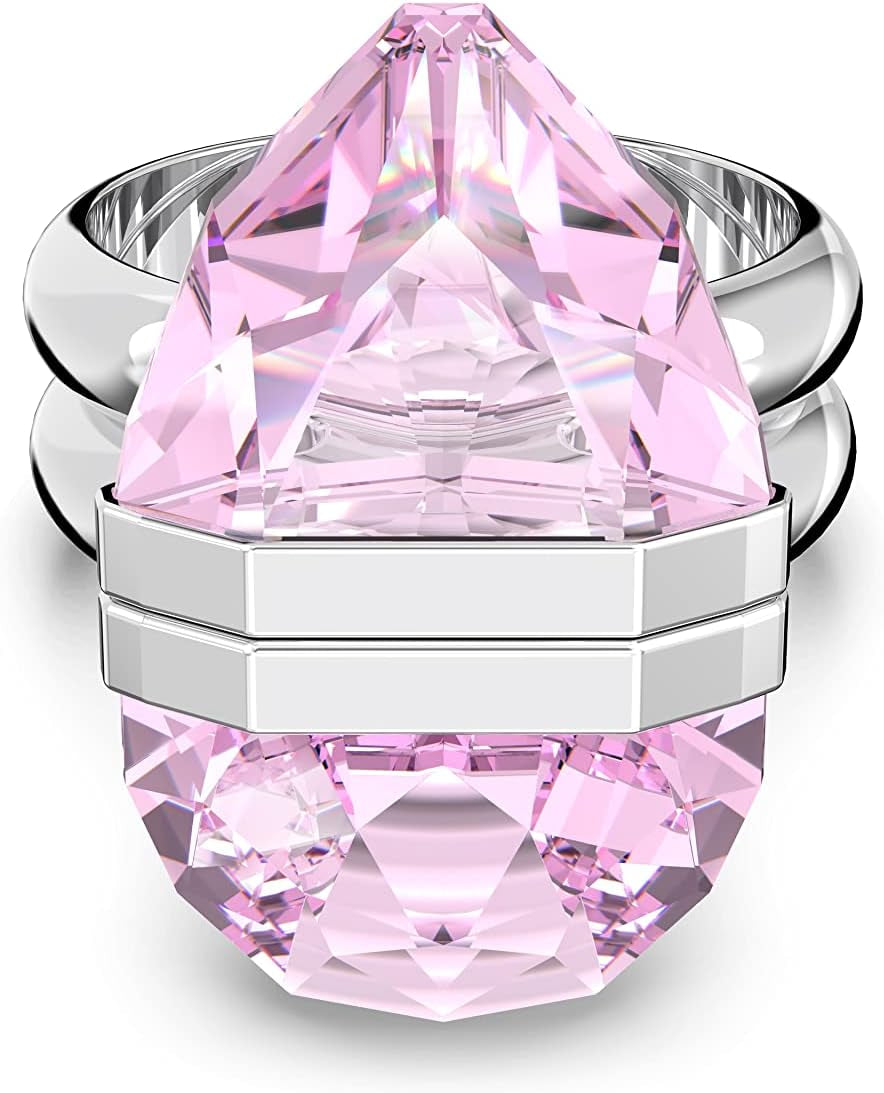Lucent Crystal Ring Jewelry Collection, Rhodium Tone Finish, Pink Crystals