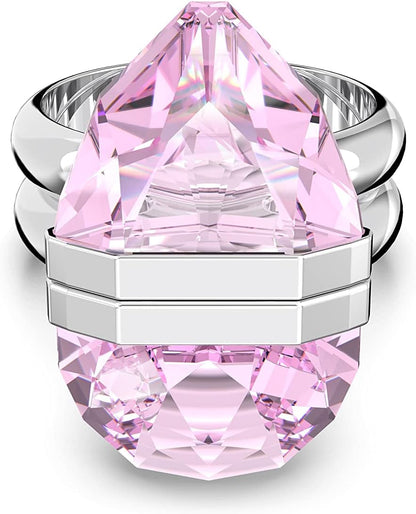 Lucent Crystal Ring Jewelry Collection, Rhodium Tone Finish, Pink Crystals
