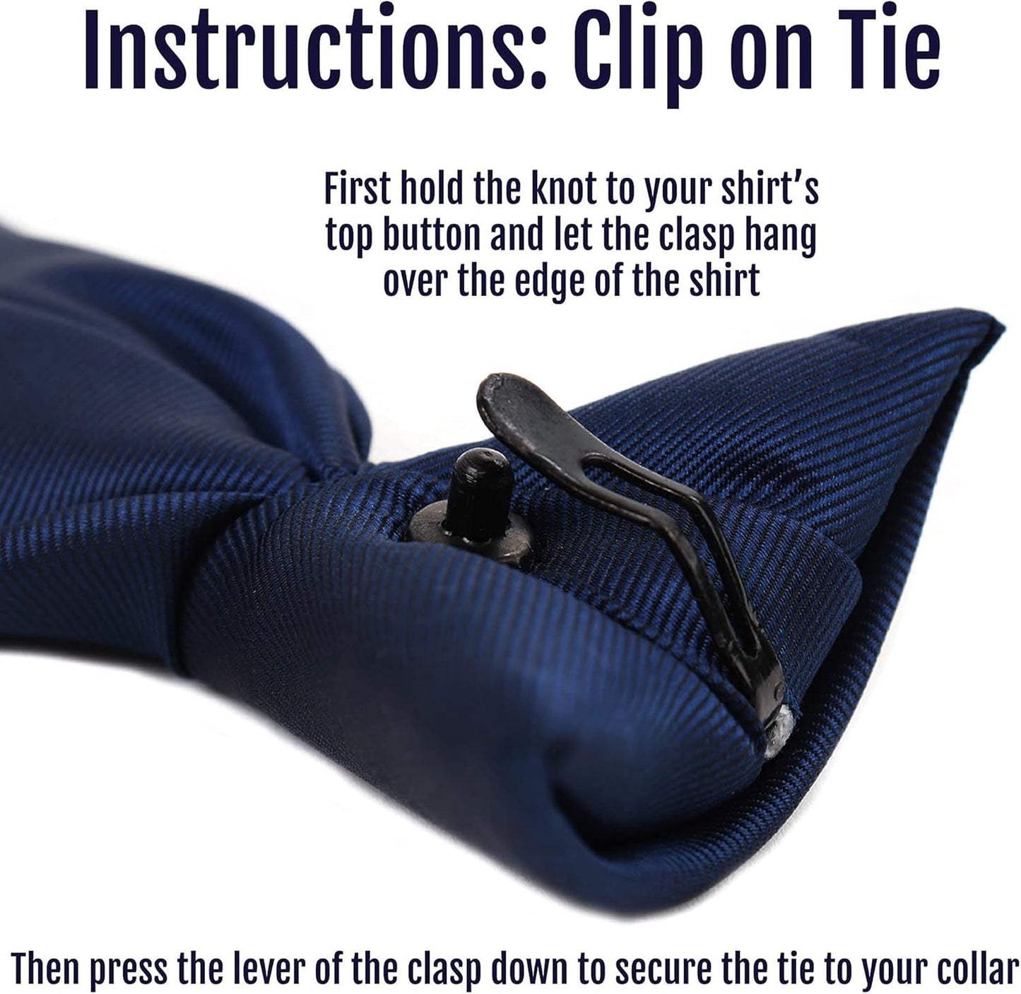 Clip on Ties for Men - Premium Black Solid Color Clip on Tie