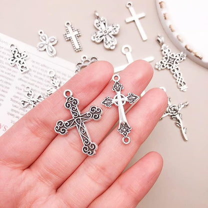 120Pcs Antique Silver Cross Charms for Jewelry Making Alloy Cross Charms for DIY Crafts (SN024)