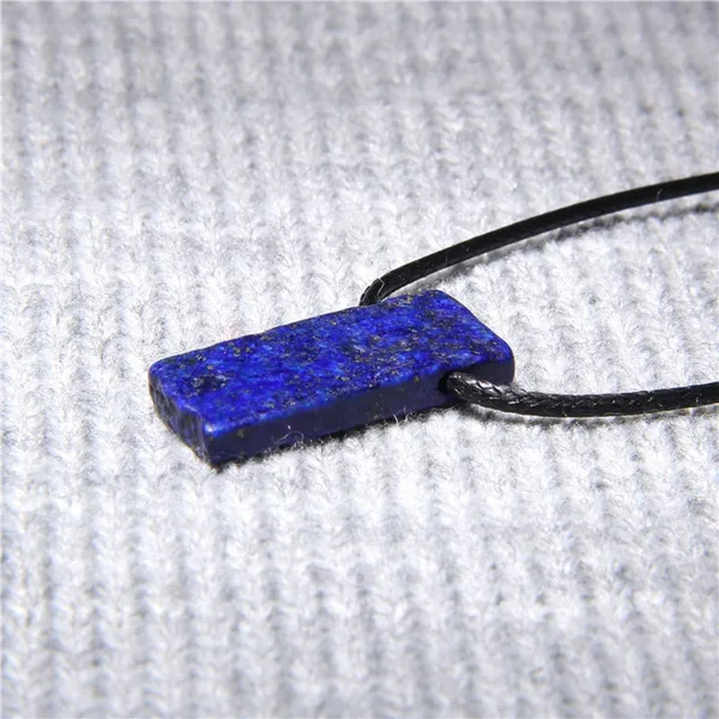 Unique Design Stone Pendant Necklace Fashion Black Rope Natural Stone Aquamarine Amethyst Citrine Beads Necklace Men Women Jewelry