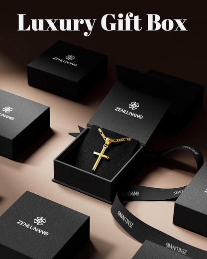 Cross Necklace with Luxury Gift Box - Top-Grade 316L Stainless Steel Cross Pendant, Sleek Polished Design, Christian Jewelry for Men and Women
