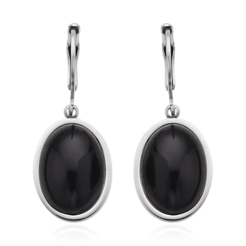 Shop LC Gemstone Oval Stainless Steel Lever Back Dangle Drop Earrings Jewelry for Women Gifts for Women