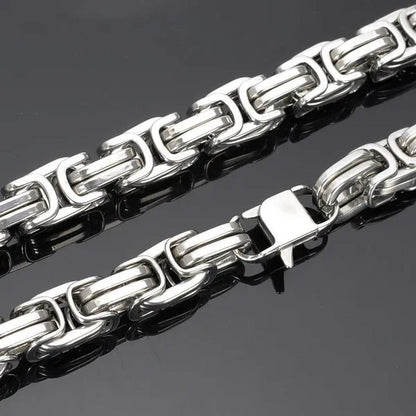 7-40" 12/15mm Mens Womens Silver/Gold Stainless Steel Necklaces Byzantine Chain Curb Cuban Bracelet Necklace