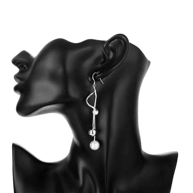 Elegant Women's 925 Sterling Silver Tassel Beads Long Drop Earrings Couple Gifts Wedding Party Jewelry Gifts