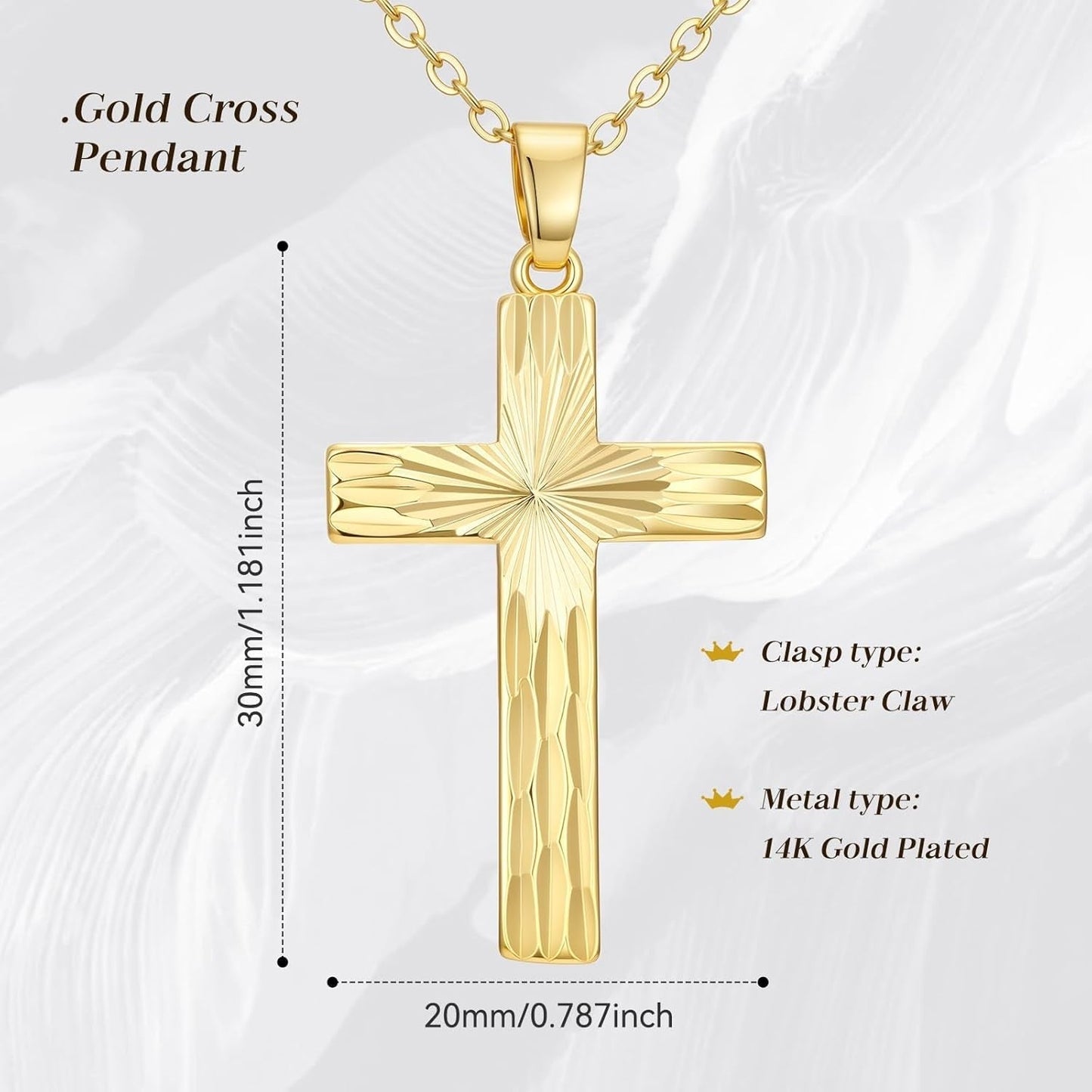 14K Gold Cross Necklace for Women Elegent Gold Cross Pendant Necklace Religious Jewelry Gift