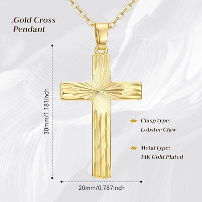 14K Gold Cross Necklace for Women Elegent Gold Cross Pendant Necklace Religious Jewelry Gift