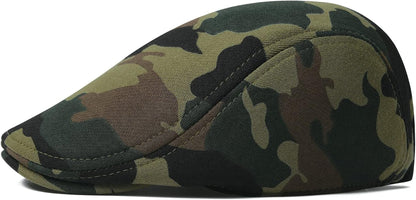 Men'S Cotton Flat Ivy Gatsby Newsboy Driving Hat Cap (Green Camouflage)