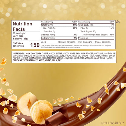 , 42 Count, Gourmet Milk Chocolate Hazelnut, Chocolate Gift Box, Individually Wrapped, 18.5 Oz