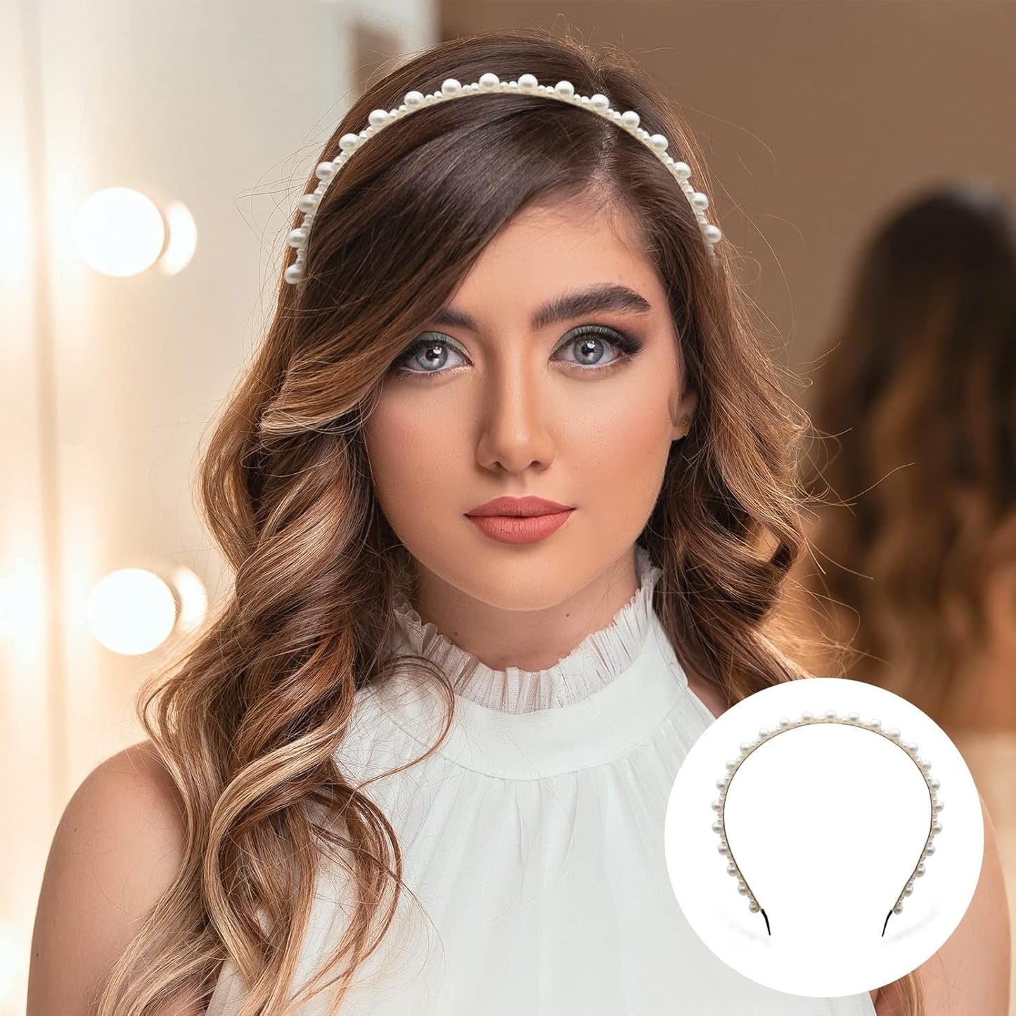 8 PCS Headbands for Women Girls, Gold Pearls Headband Metal Butterfly Flower Head Bands, Bridal Wedding Hair Accessories for Women