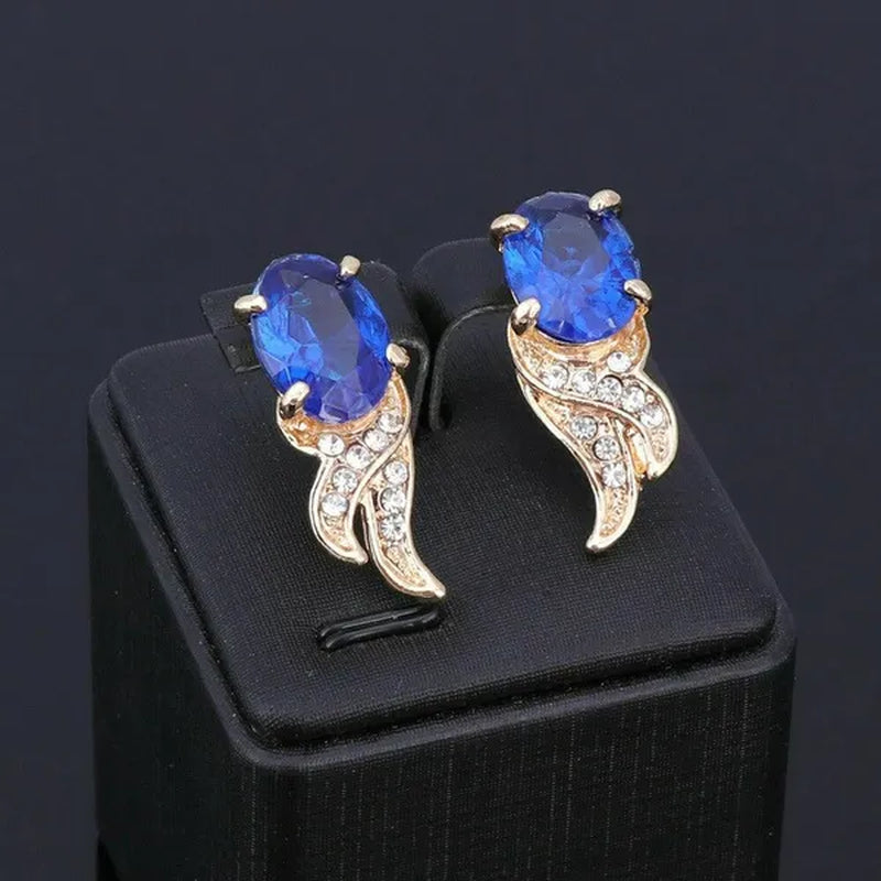 Women Gold Plated Crystal Zircon Ruby Pendant Wedding Party Necklace Bracelet Ring Earring Jewelry Sets