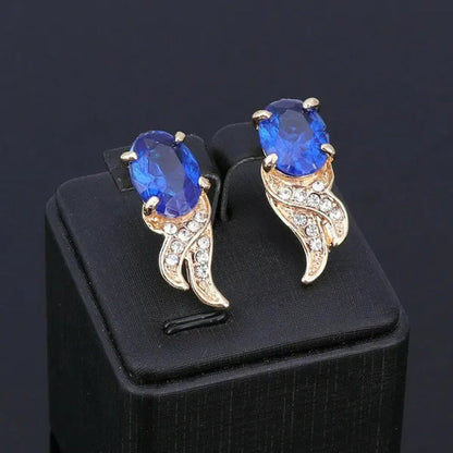 Women Gold Plated Crystal Zircon Ruby Pendant Wedding Party Necklace Bracelet Ring Earring Jewelry Sets