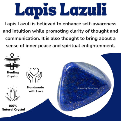 Lapis Lazuli Crystal Tumbled Stones Polished Rocks - Natural Gem Stones for Healing - DIY Crystals for Protection (1 Piece)
