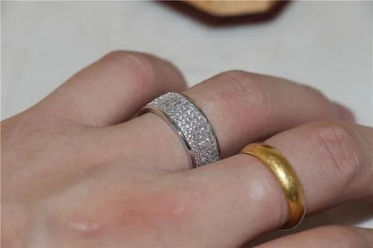 New Solid Sterling Silver White Sapphire Diamond Wedding Band Rings Engagement Anniversary Party Jewelry Size 5-12