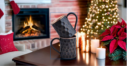 20 Oz Honeycomb Black Matte Moscow Mule Mugs Pure Copper Cups for Drinking Water Gifts for Him Her on Anniversary Genuine Copper Mugs for Moscow Mules Real Solid Tankard Mug Cup Set of 2