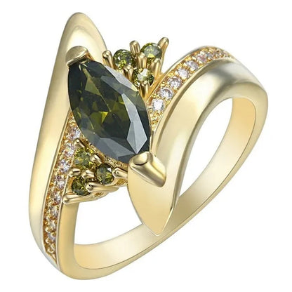 Size 6 7,8,9 ,10 Jewelry Women's Blue Sapphire 18K Golden Plated Ring Gift (Choice Color and Size )