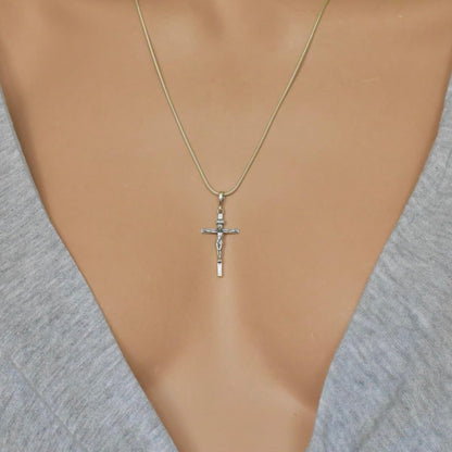 Cross Sterling Silver 925 Solid Pendant INRI Crucifix Jesus Christ Religious Unisex Jewelry