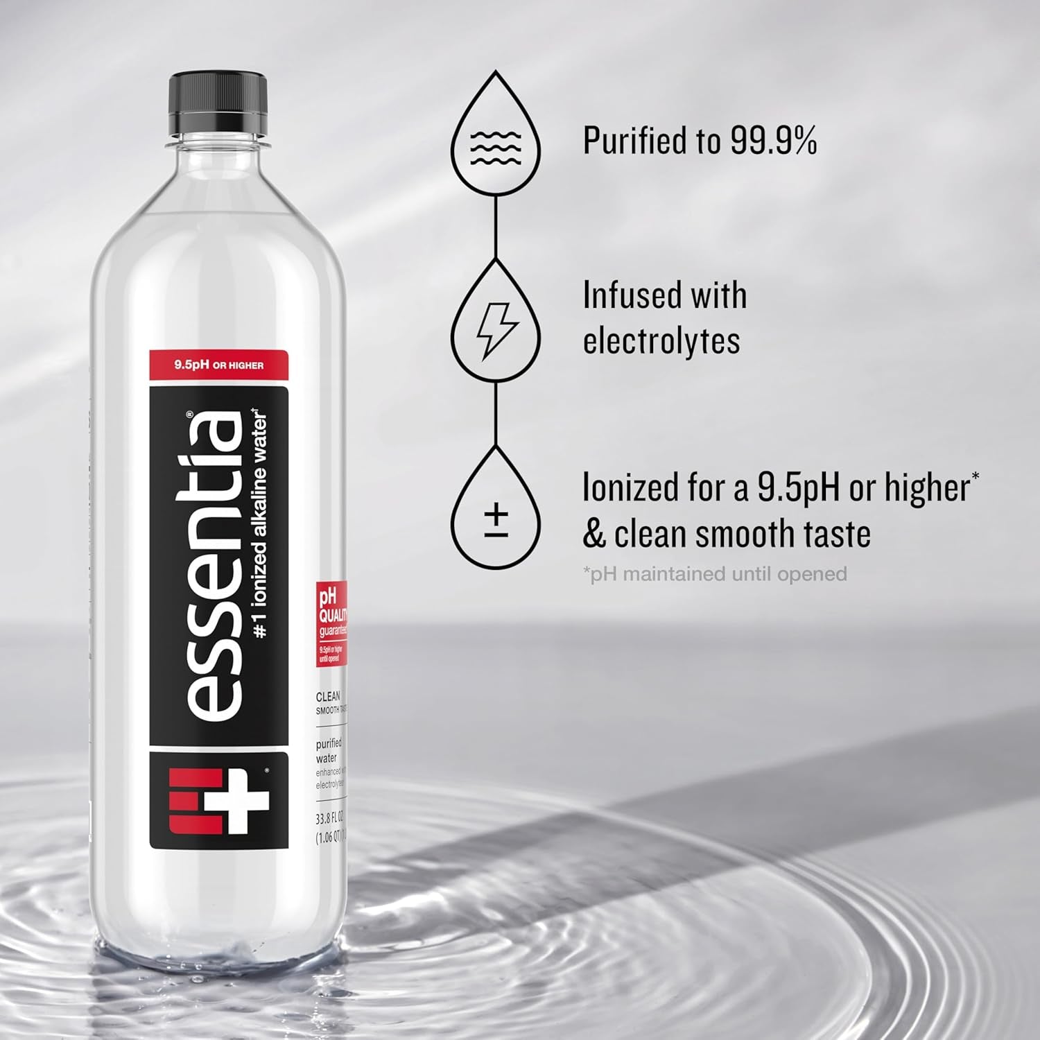 , 99.9% Pure, Infused with Electrolytes for a Smooth Taste, Ph 9.5 or Higher; Ionized Alkaline Water, Black, 42.3 Fl Oz (Pack of 12) - WORLD TIME VISITS