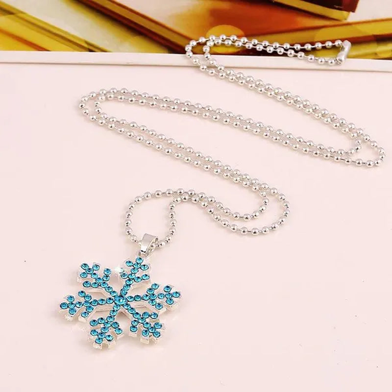 New Fashion Christmas Gift Decoration Explosion Crystal Pendant Full Diamond Pendant Necklace Snowflake Sweater Chain