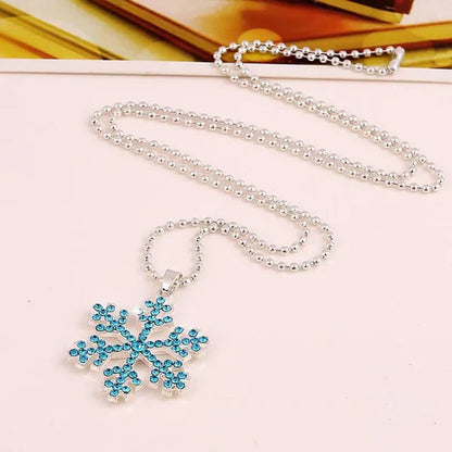 New Fashion Christmas Gift Decoration Explosion Crystal Pendant Full Diamond Pendant Necklace Snowflake Sweater Chain
