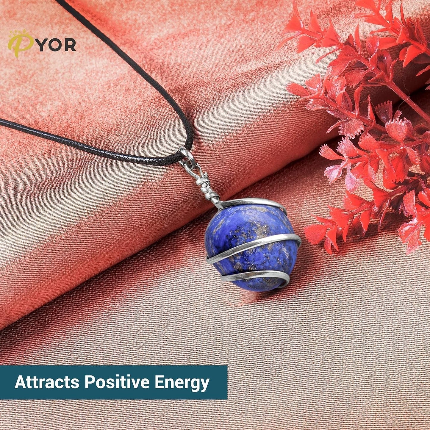 Lapis Lazuli Tumbled Stone Necklace Pendant Handmade Spiritual Jewelry for Women Reiki Chakra Healing Crystal Necklaces Gems Pendants Positive Energy Good Luck Gift Silver Wire Wrapped Crystals