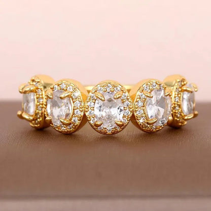 Trendy 925 Sterling Silver 5 Stone White Sapphire Diamond Rings for Women Bridal Romantic Proposal Ring Jewelry