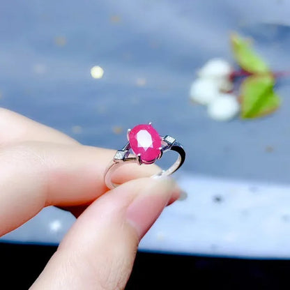 CoLife Jewelry 100% Natural Ruby Ring for Woman 6*8mm 1ct Ruby Silver Ring for Daily Wear 925 Silver Ruby Jewelry Gift for Woman