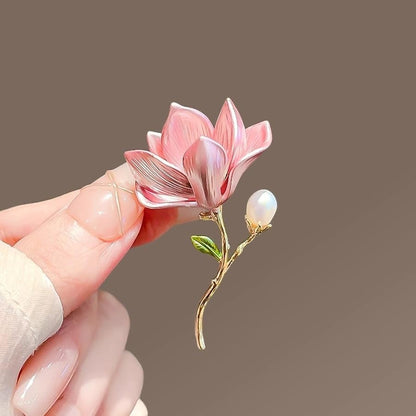 Magnolia Flower Brooch for Women - Elegant Fashion Pin for Jackets, Dresses, Coats & Accessories