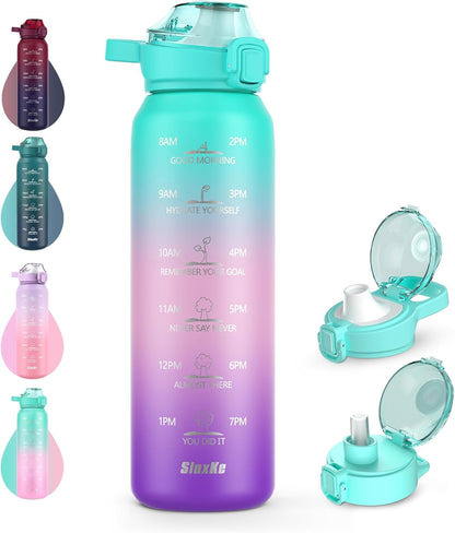 Insulated Water Bottle 32Oz with 2Lids,18/10 Stainless Steel 1000Ml Insulated Water Bottle Double Walled with Handle, Metal Canteen Keep Cold 48H Hot 24H for Men, Women & Kids