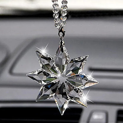 H&D Set of 4 Crystal Snowflake Pendant Star Shaped Unique Pattern Ornaments with Gift Box Home Window Christmas Tree Decoration