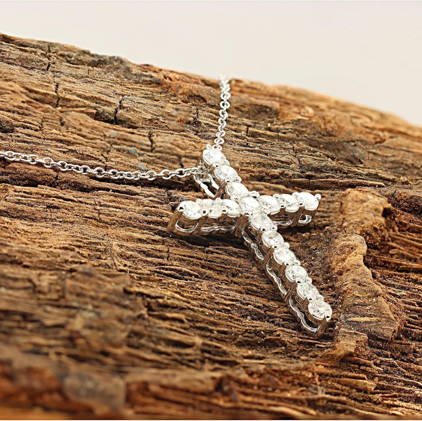 1.14 Ct round Cut Natural Diamond Religious Cross Pendant with 18" Chain in 10K Real Solid White Gold (Clarity I2-I3, Color I-J) Mother'S Day Gifts