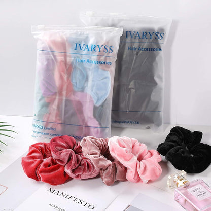 Scrunchies for Women, 12 Pcs Black Velvet Scrunchies for Hair, Soft Ponytail Holder for Girls, Classic Elastic Hair Bands
