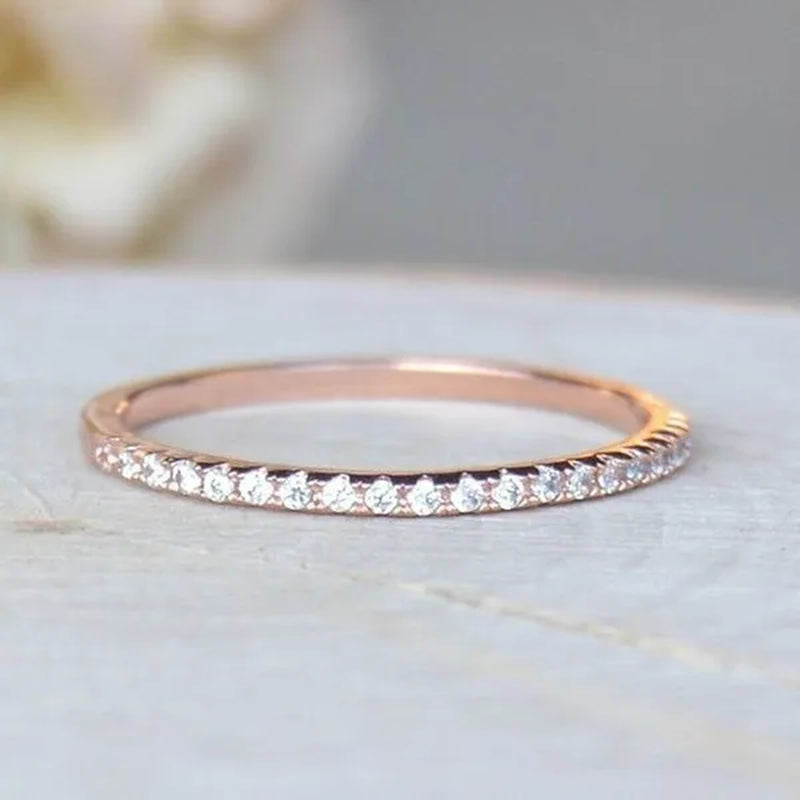 Shiny Simple Fashion Women's Single Row Diamond Ring Gold, Silver Rose Gold Women's Ring