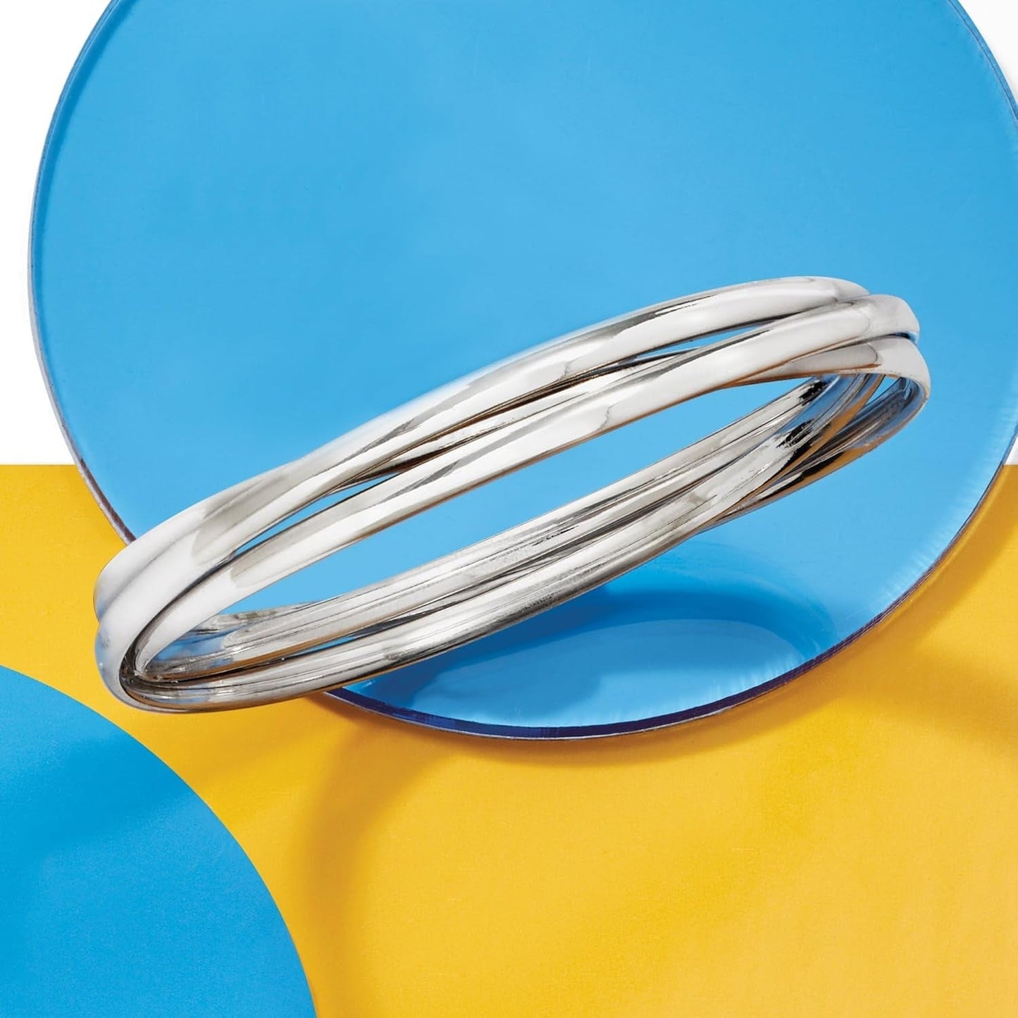 Italian Sterling Silver Rolling Bangle Bracelet. 8.5 Inches