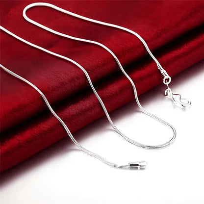 Men & Women'S 925 Sterling Silver Snake Chain Necklace 1Mm 16-30Inch