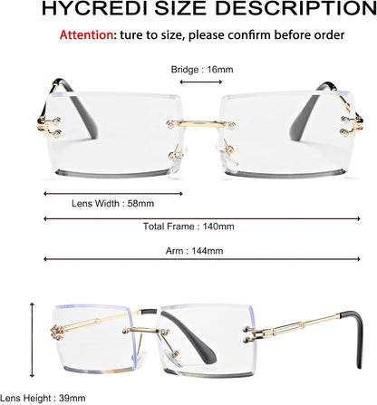 Rectangle Sunglasses for Men/Women Small Rimless Square Shade Eyewear