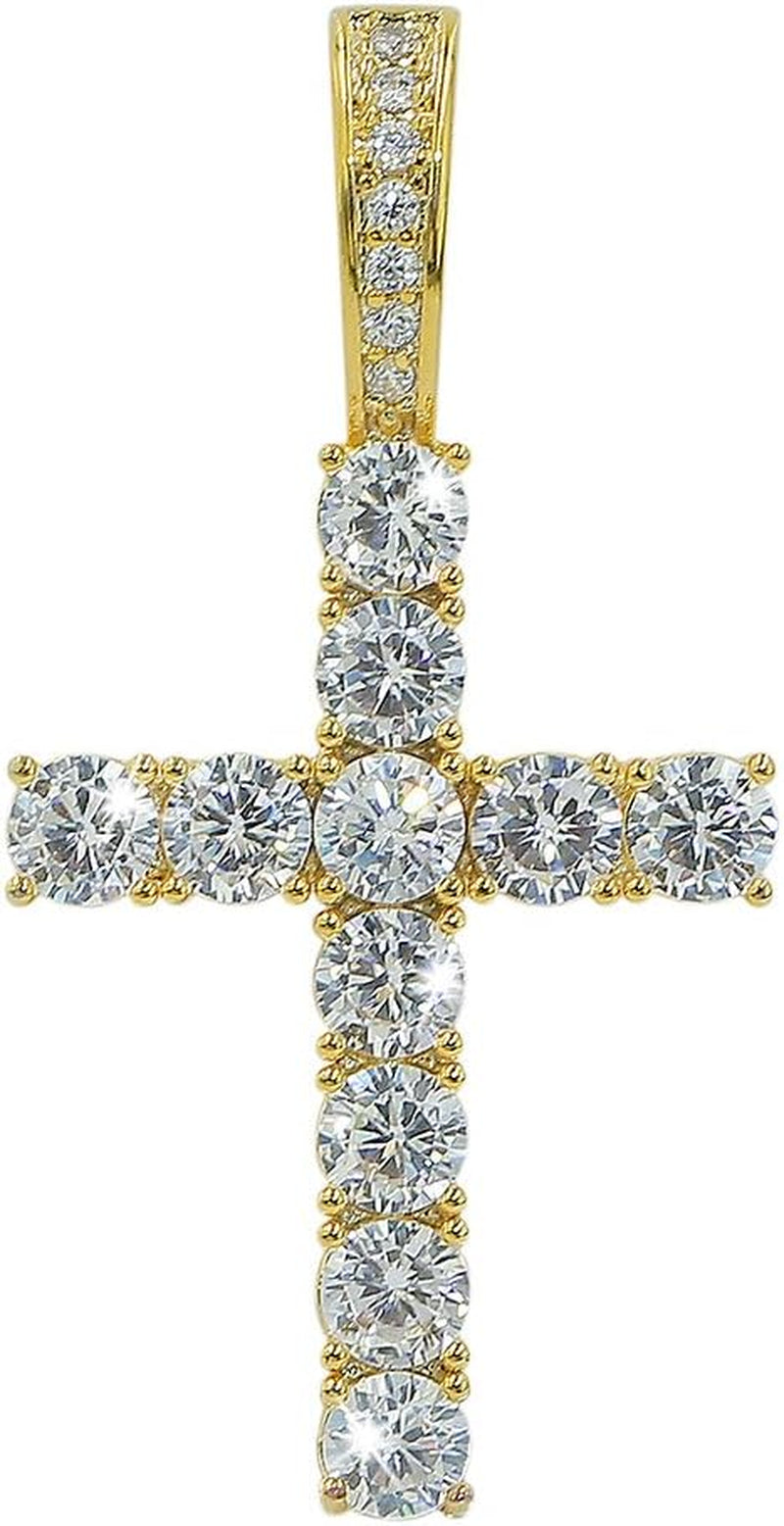Cross Chain for Men Gold Cross Necklace 14K Gold Plated Large Nail Cross Chain Iced Out CZ Pendant Hip Hop Jewelry for Women with Stainless Rope Chain