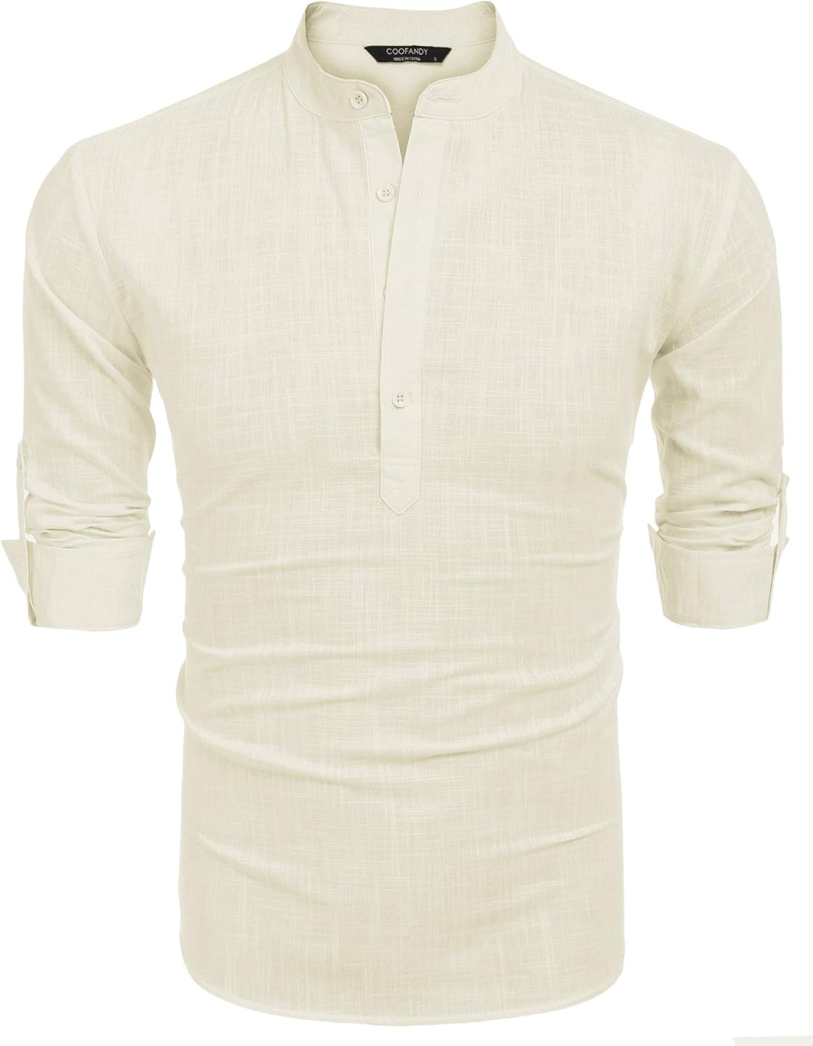 Men'S Cotton Linen Henley T-Shirts Long Sleeve Hippie Casual Beach T-Shirts