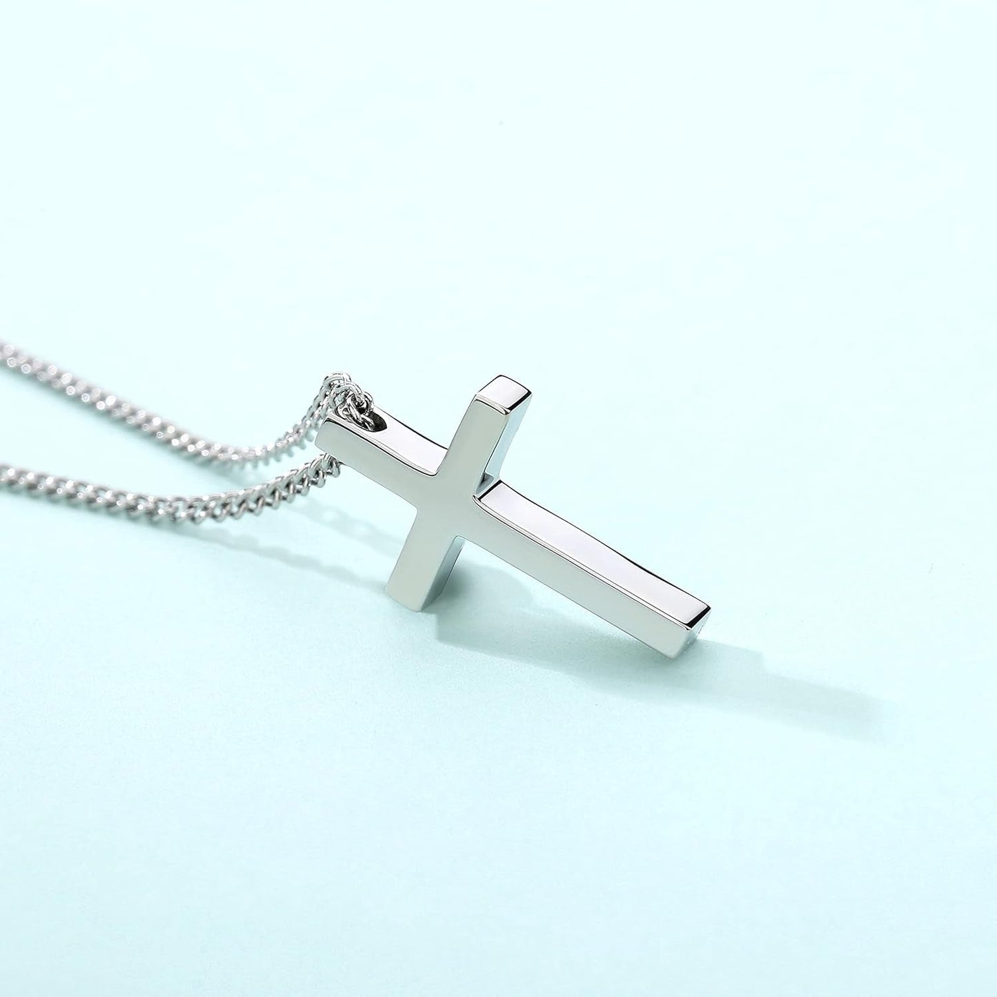 Black Gold Silver Cross Necklace for Boys Stainless Steel Mens Cross Pendant Chain Necklace for Men Women Religious Jewelry Gifts for Boys Girls Chain 16-24 Inches
