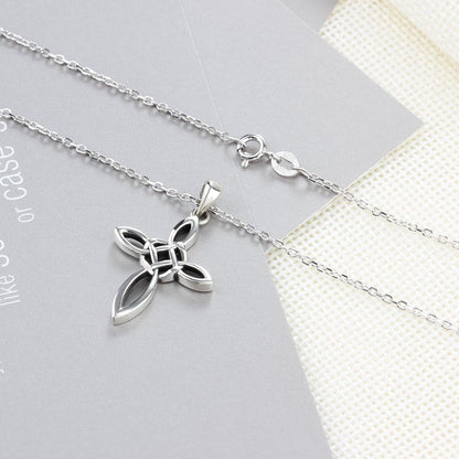 925 Sterling Silver Love Charm Celtic Knot Pendant Necklace Fashion Jewelry for Women Rolo Chain 18''
