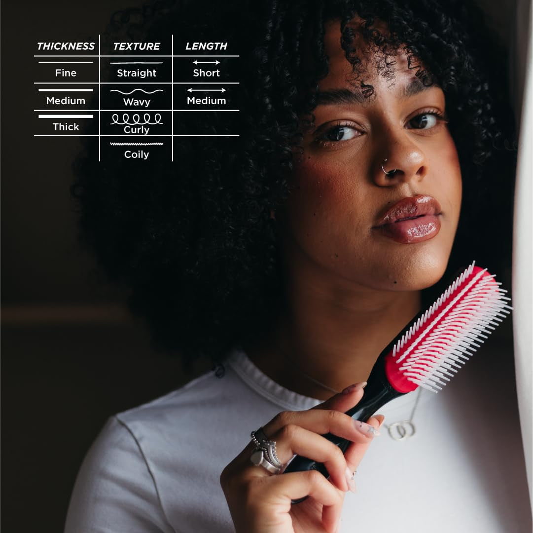 Curly Hair Brush D3, 7 Row Styling Brush for Detangling, Separating, Shaping and Defining Curls - for Women and Men