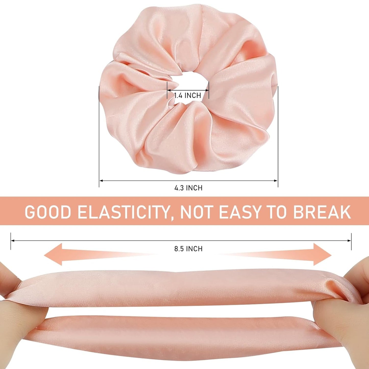 Soft Satin Scrunchies for Women, Non Slip, No Damage Scrunchies Hair Ties, Pack of 6