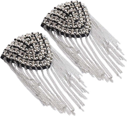 1 Pair Shoulder Epaulet Gold Chain Tassel Shoulder Badge Epaulettes Brooch Pin Ringmaster Halloween Costume Appliqes Patches - WORLD TIME VISITS