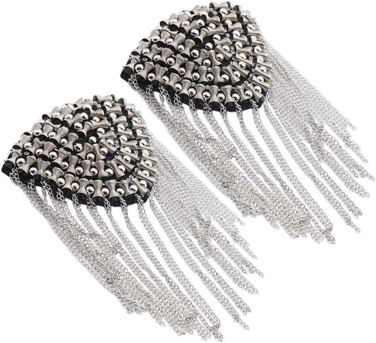 1 Pair Shoulder Epaulet Gold Chain Tassel Shoulder Badge Epaulettes Brooch Pin Ringmaster Halloween Costume Appliqes Patches - WORLD TIME VISITS