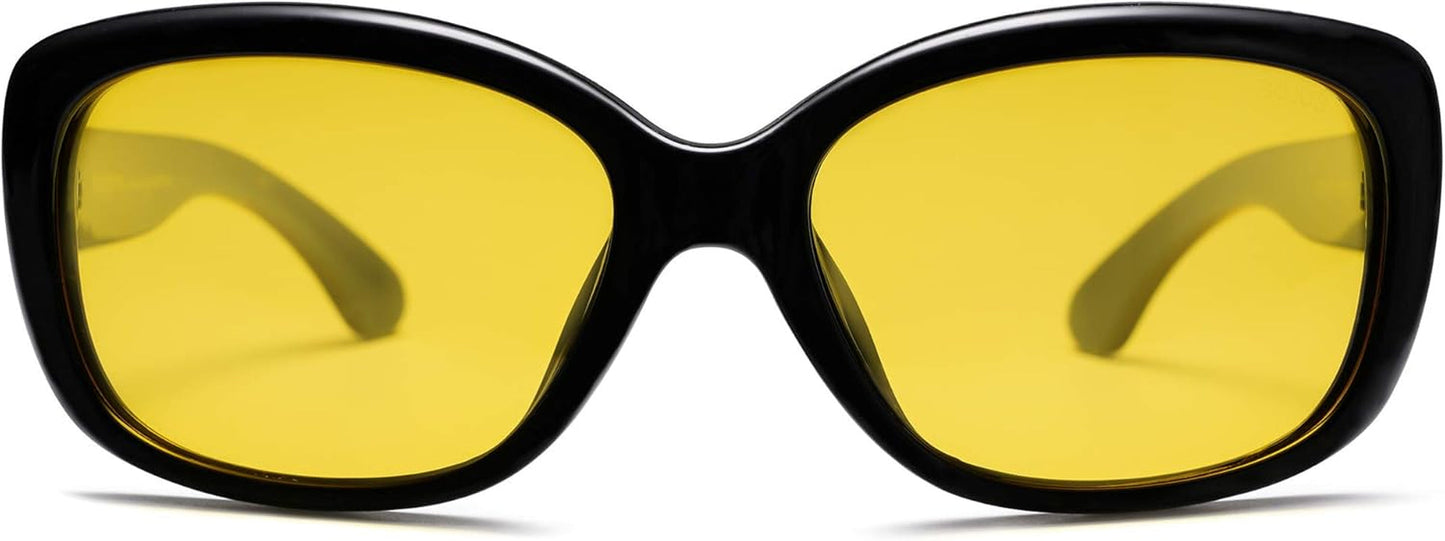 Vintage Square Sunglasses for Women Polarized UV Protection Havana Frame