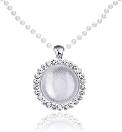 30 Pieces Rhinestone Bezel Pendant Trays Cabochon Pendant Setting Alloy with Clear Glass Cabochons for Photo Pendant DIY Jewelry Making, 3 Colors (Gold, Silver, Rose Gold)