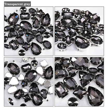 50PCS Mix Size Gold Champagne Glass Rhinestones for Clothing Loose Flatback Dress Stones Decorative Crystal Sew on Rhinestones - WORLD TIME VISITS