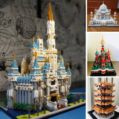 World Architecture Building Blocks Set Landmarks Diamond Blocks Toys (Height 20-40cm) Saint Basil's Cathedral, Big Ben, Taj Mahal, White House, Louvre Museum, Arc de Triomphe, London Bridge